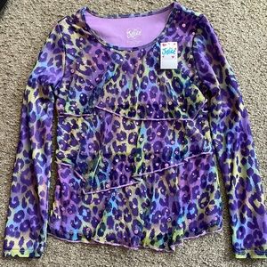 Justice Girls Long Sleeved Shirt With Ruffles. New With Tags
